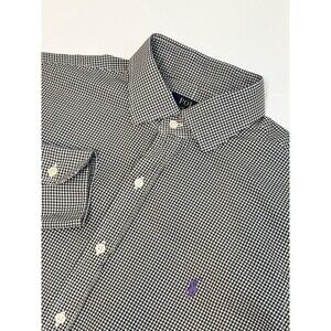 Polo Ralph Lauren Dress Shirt Button Down 17 34/35 Black White Purple Pony